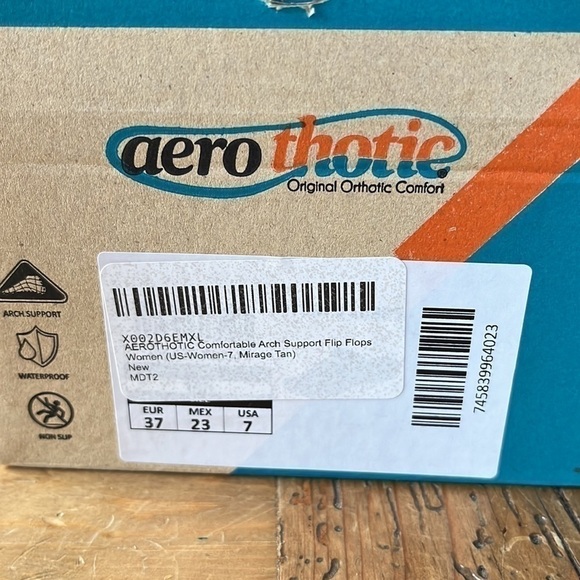 Nwt AEROTHOTIC Arch Support Flip Flips MIRAGE PLATFORM SANDALS Tan 7 - Picture 10 of 10